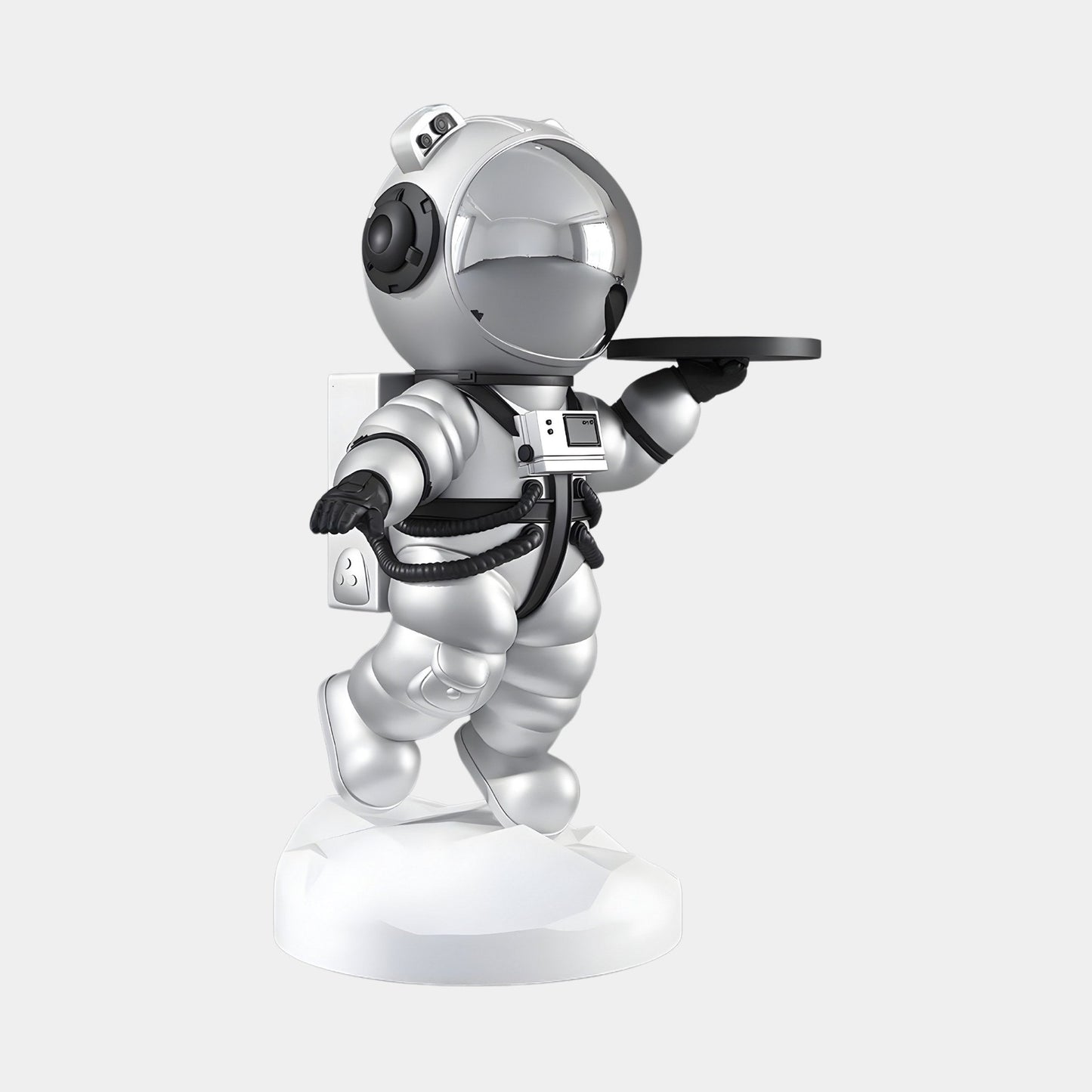 Mittlere Astral Silber Astronauten Bär Butler Skulptur - 90 cm