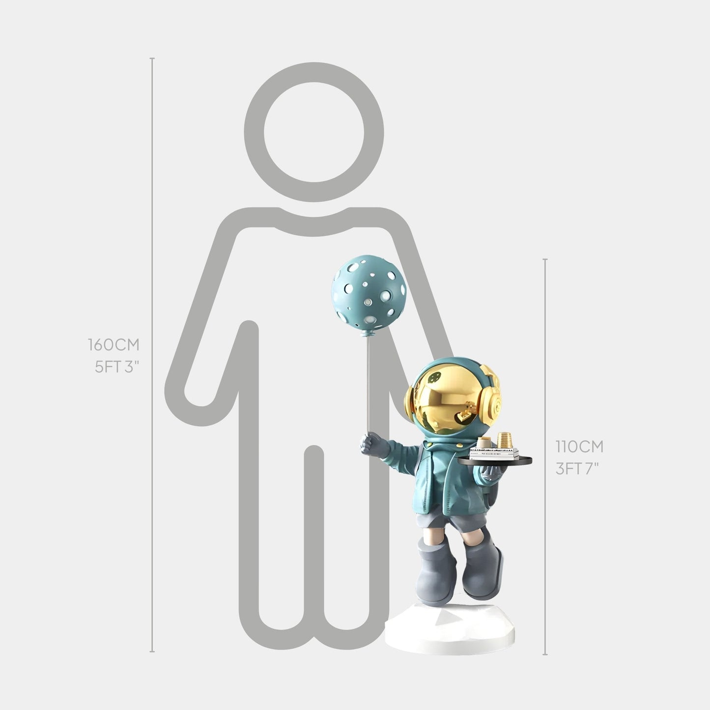 Mittlere Galaktisch Blaue Astronaut Butler Ballon Skulptur - 110cm