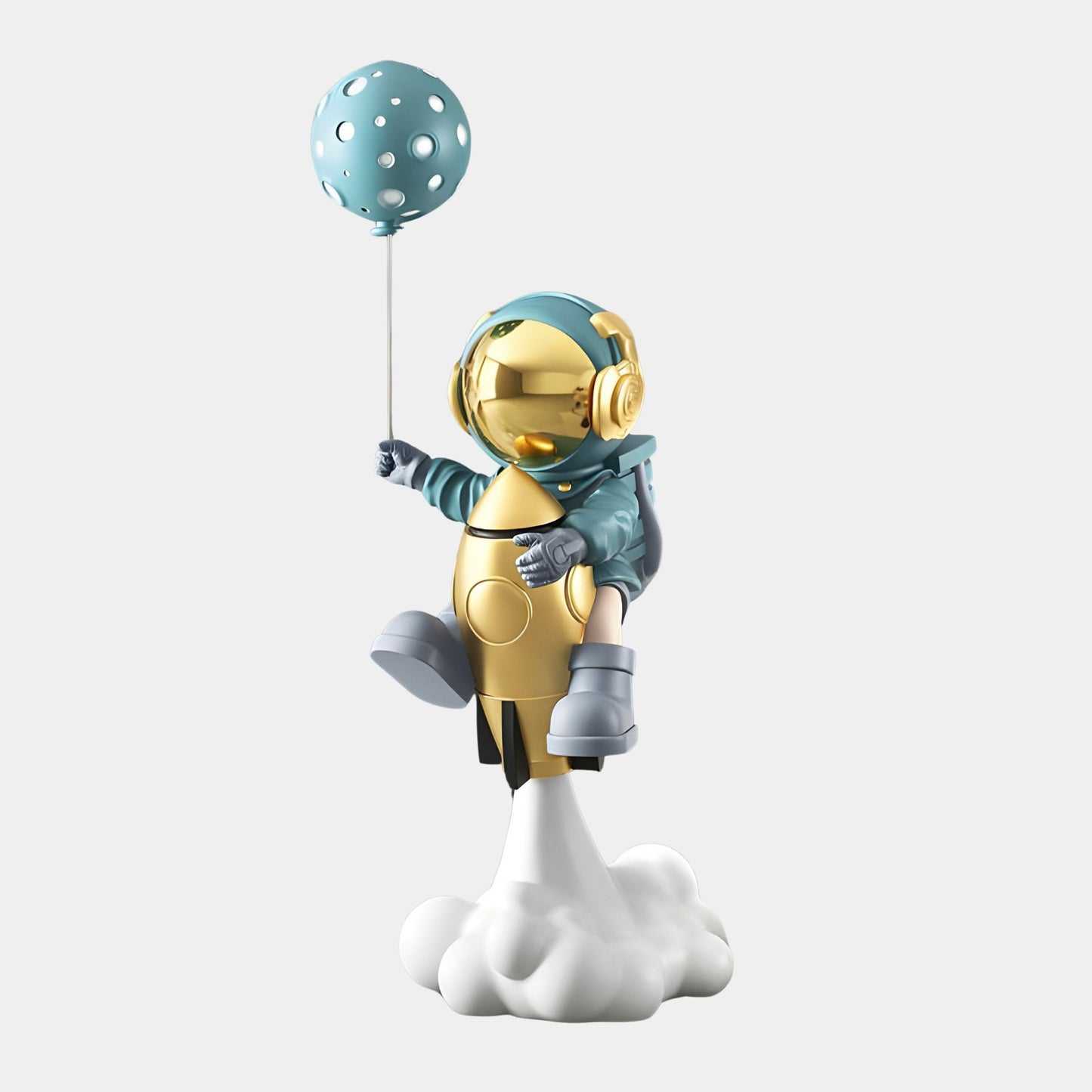 Mittlere galaktisch blaue Astronauten-Raketenstart-Ballon-Skulptur - 95 cm
