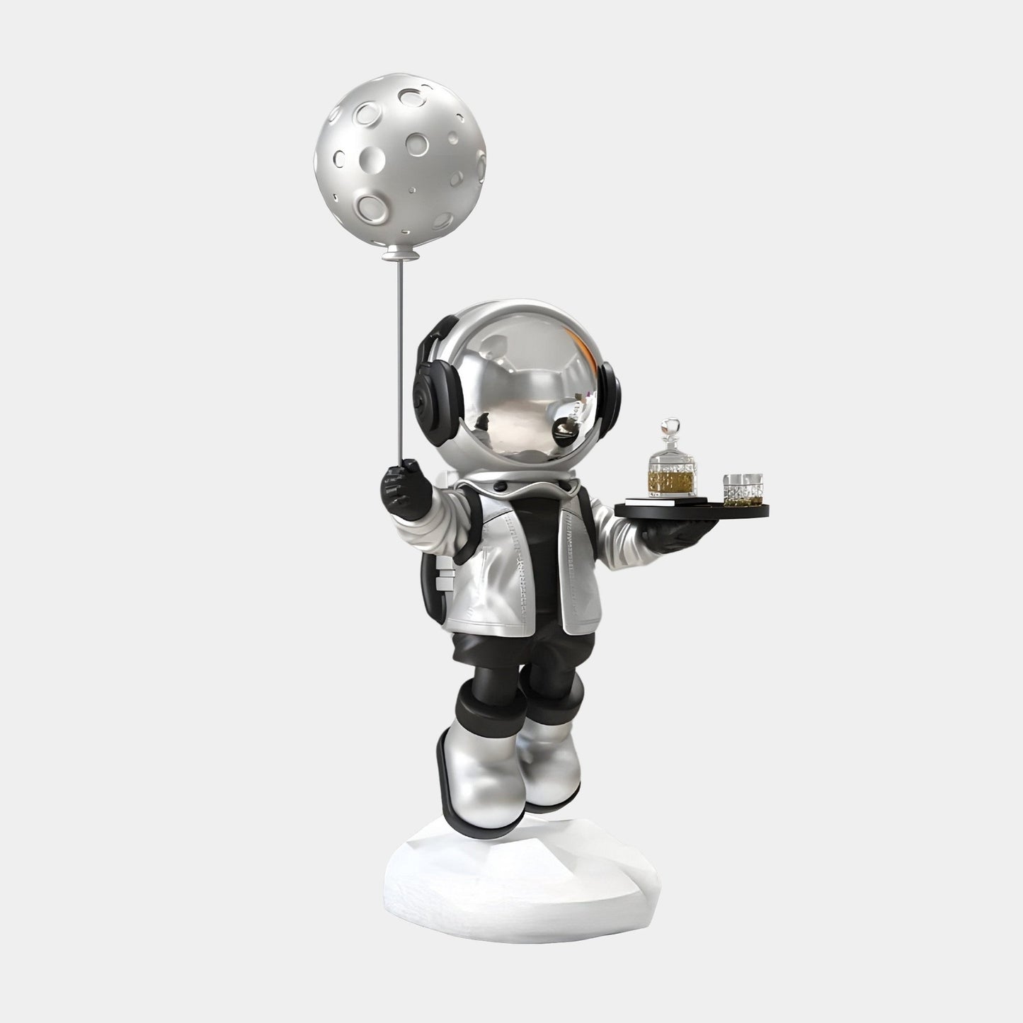 Mittlere Lunar Silver Astronaut Butler Ballon Skulptur - 80cm