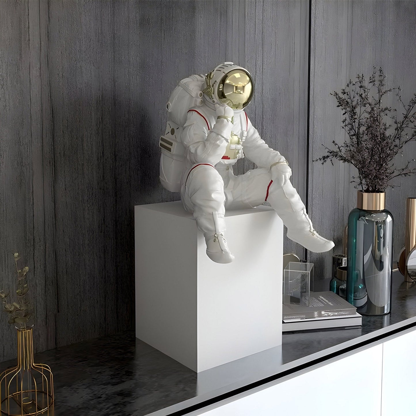 Kleine Nova Weiße Astronaut Denker Skulptur - 65cm
