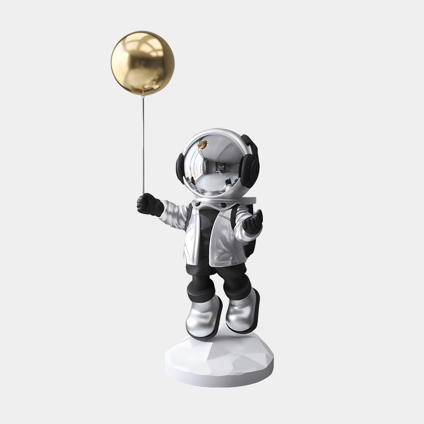 Kleine Lunar Silber Astronaut Ballon Skulptur - 55cm