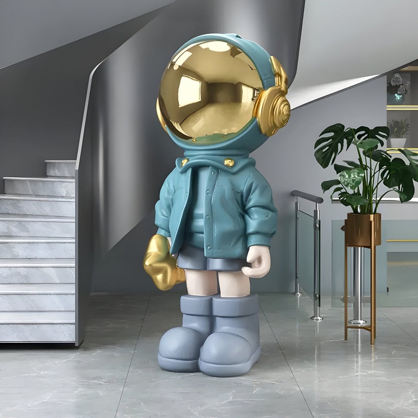 Große Galaktische Blaue Astronaut Beats Skulptur - 150cm