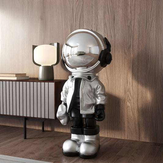 Große Luna Silber Astronaut Beats Skulptur - 150 cm