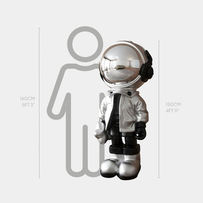 Große Luna Silber Astronaut Beats Skulptur - 150 cm