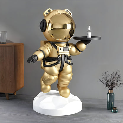 Mittlere himmlische goldene Astronauten-Bären-Butler-Skulptur - 90 cm