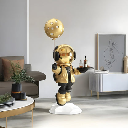 Mittlere himmlische goldene Astronauten-Butler-Luftballonskulptur - 80 cm