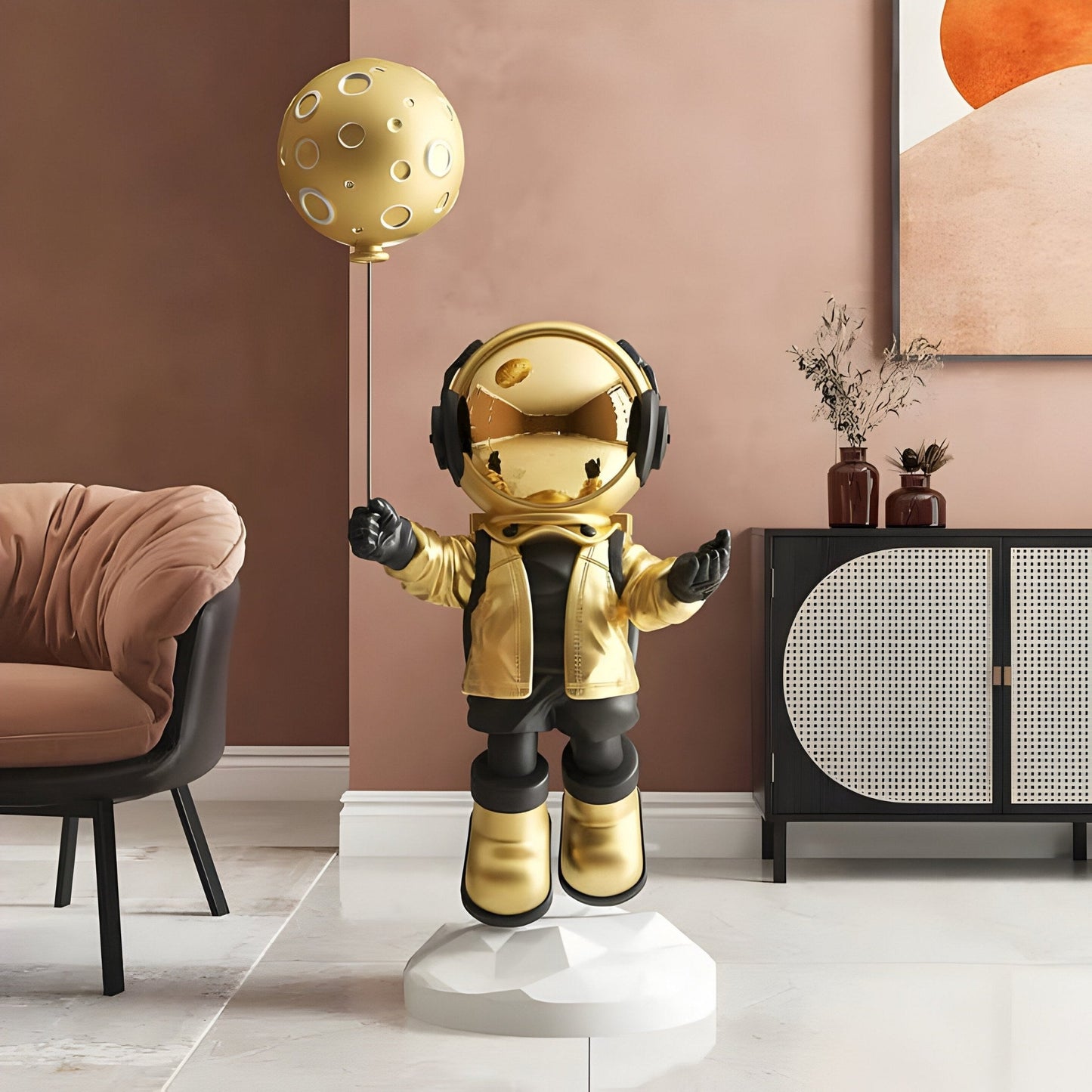 Mittlere himmlische Gold-Astronauten-Mondballonskulptur - 110 cm