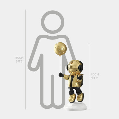 Mittlere himmlische Gold-Astronauten-Mondballonskulptur - 110 cm