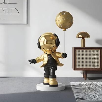 Mittlere himmlische goldene Astronauten-Mondballonskulptur - 96 cm