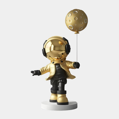 Mittlere himmlische goldene Astronauten-Mondballonskulptur - 96 cm