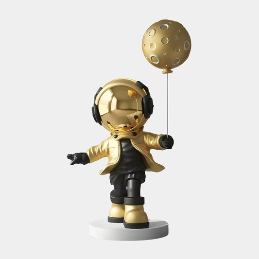 Mittlere himmlische goldene Astronauten-Mondballonskulptur - 96 cm