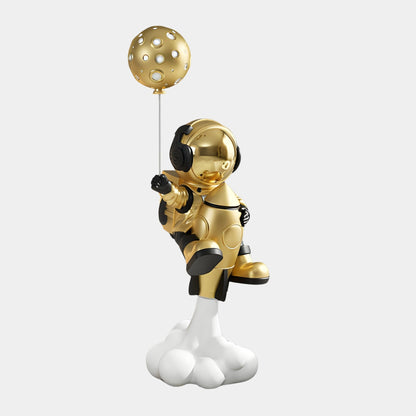 Mittlere himmlische goldene Astronauten-Raketenstartballon-Skulptur - 95 cm