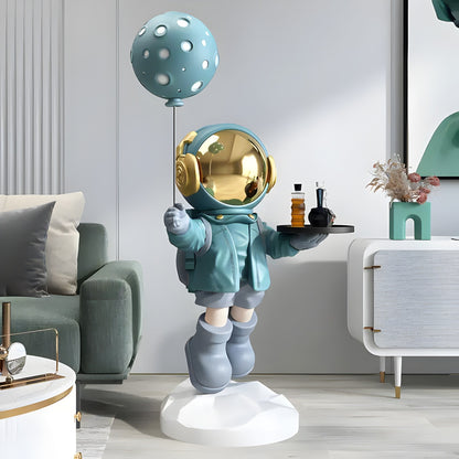 Mittlere Galaktisch Blaue Astronaut Butler Ballon Skulptur - 110cm
