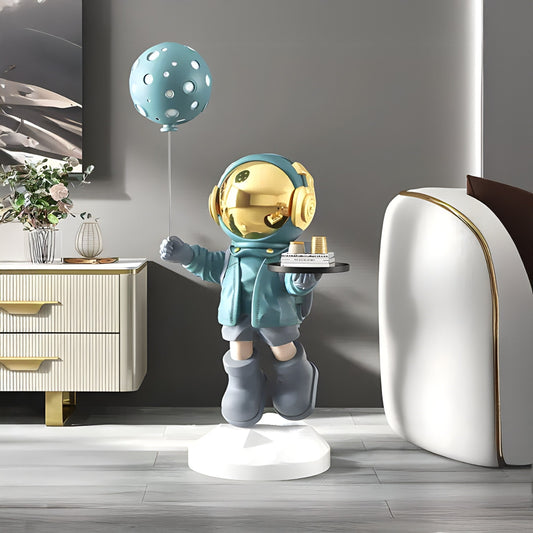 Mittlere Galaktische Blaue Astronauten Butler Ballon Skulptur - 80cm