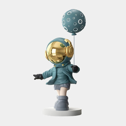 Mittlere Galaktische Blaue Astronauten-Mond-Luftballon-Skulptur - 96 cm