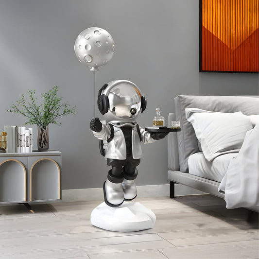 Mittlere Lunar Silver Astronaut Butler Ballon Skulptur - 80cm