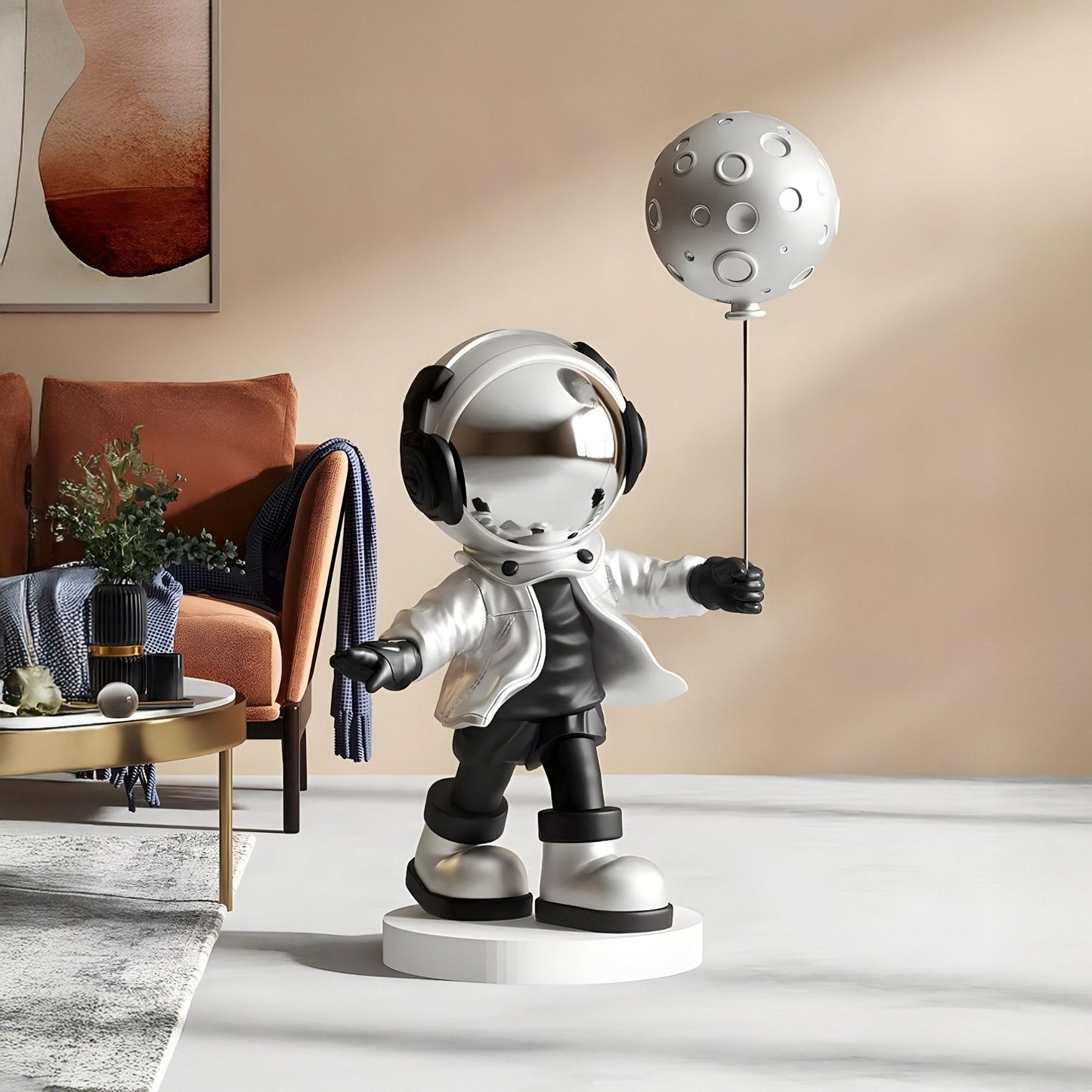 Mittlere Lunar Silber Astronaut Mond Ballon Skulptur - 96cm