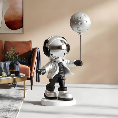 Mittlere Lunar Silber Astronaut Mond Ballon Skulptur - 96cm