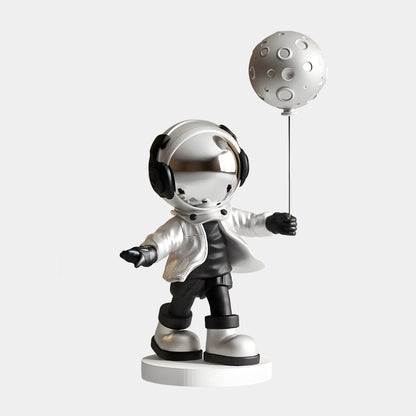 Mittlere Lunar Silber Astronaut Mond Ballon Skulptur - 96cm