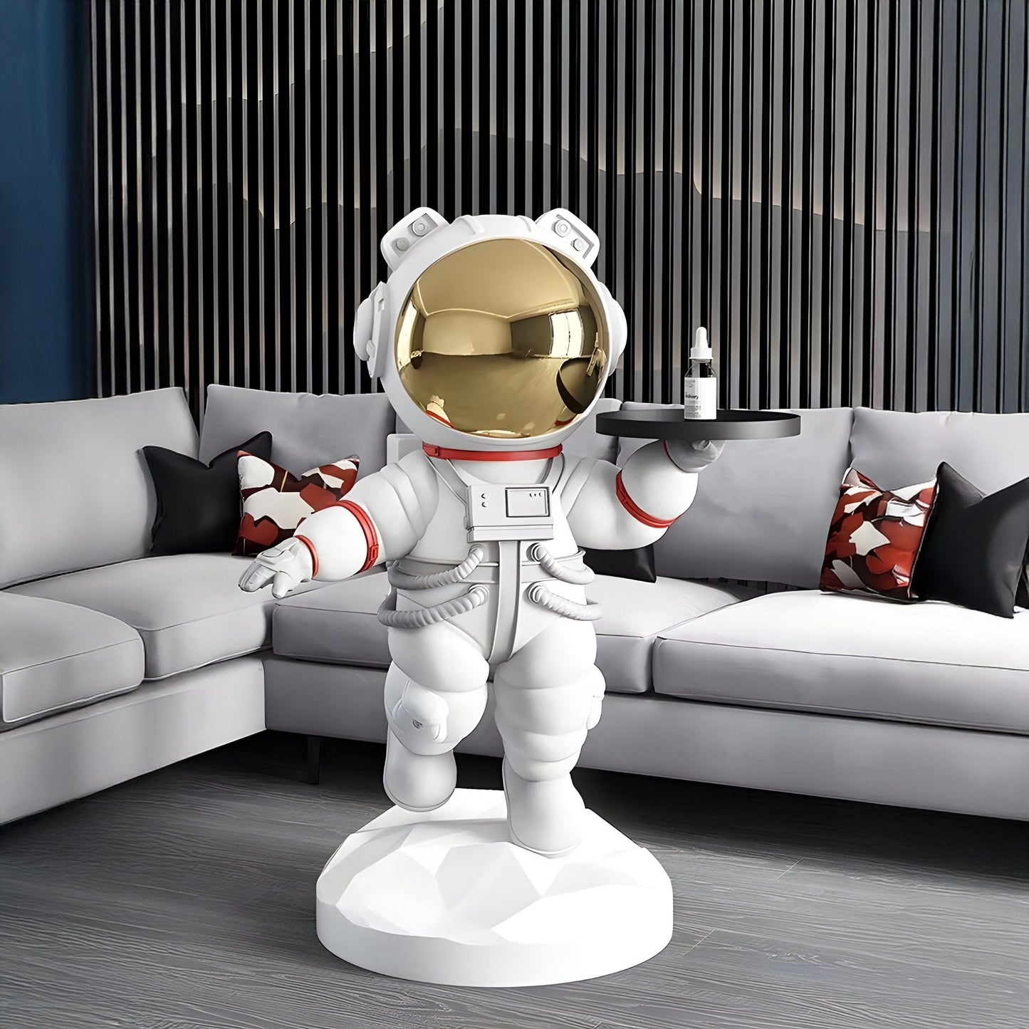 Mittlere Nova Weiße Astronautenbär Butler Skulptur - 90 cm
