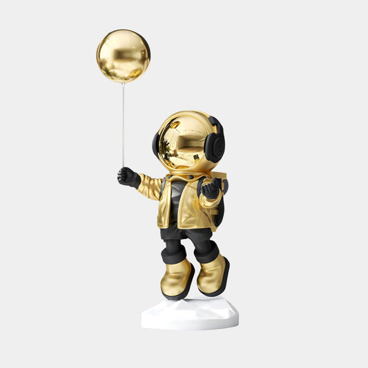 Kleine himmlische goldene Astronauten-Luftballon-Skulptur - 55 cm