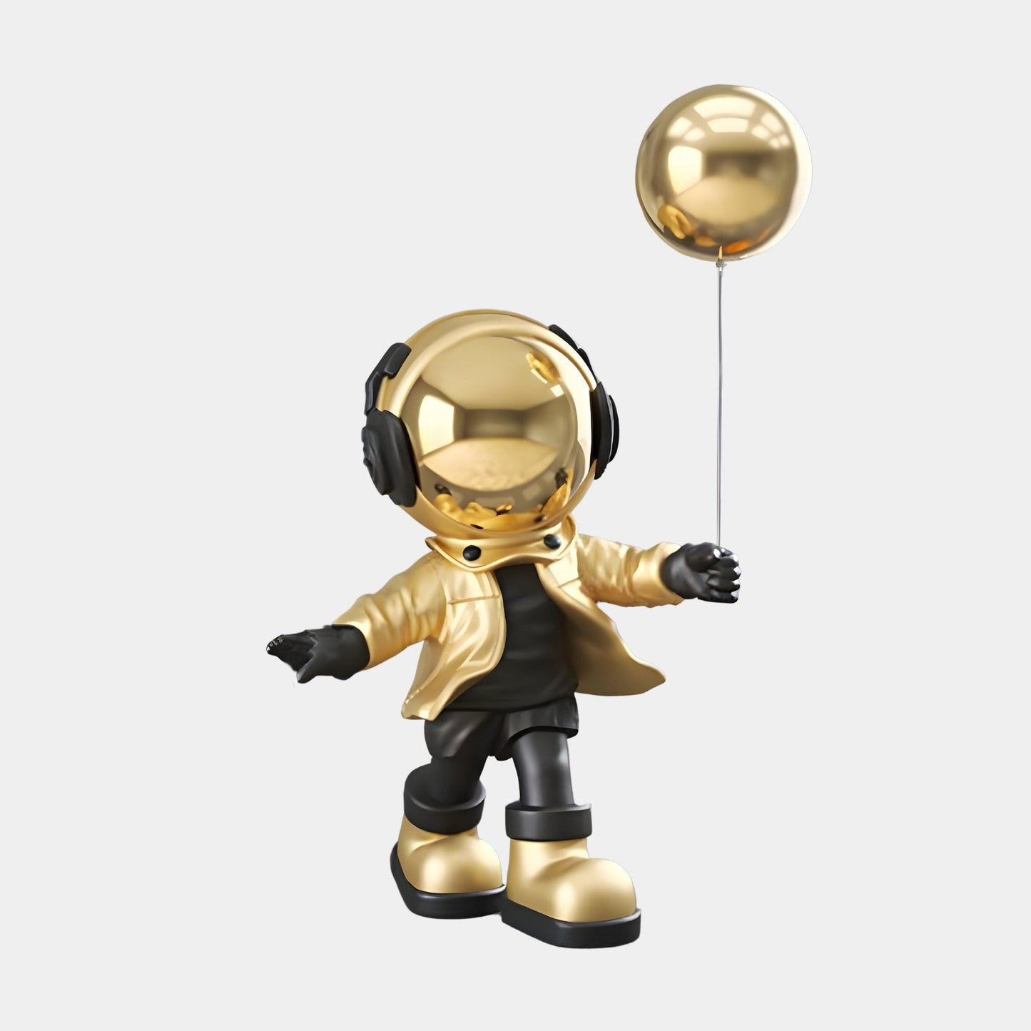 Kleine himmlische goldene Astronautenballon-Stehfigur - 48 cm