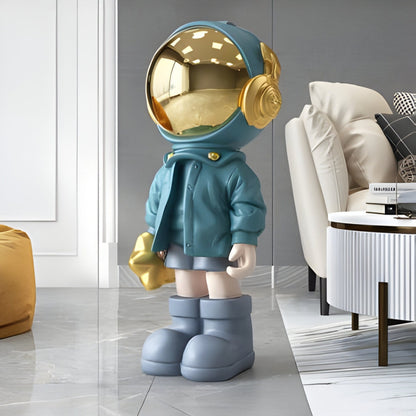 Kleine Galaktische Blaue Astronaut Beats Skulptur - 70 cm
