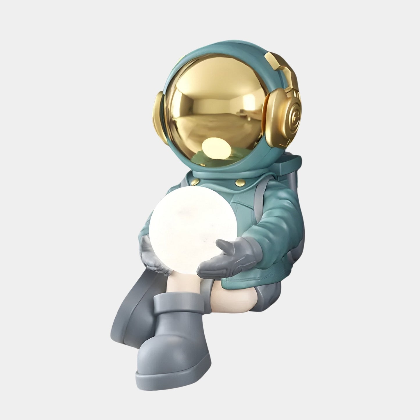 Kleine Galaktische Blaue Astronauten Glow Sitzende I Skulptur - 53cm