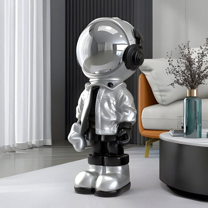 Kleine Lunar Silver Astronaut Beats Skulptur - 70cm