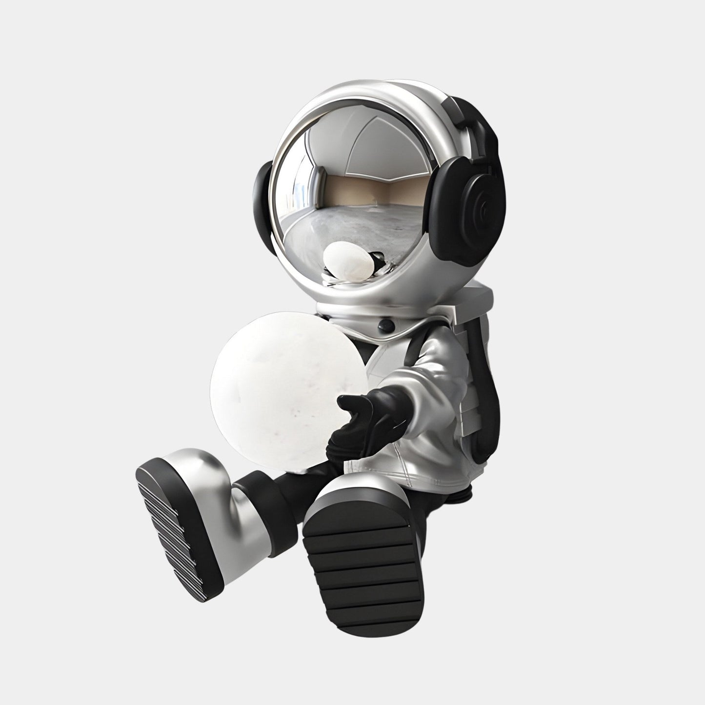 Kleine Lunar Silber Astronaut Glow Sitzende II Skulptur - 53cm